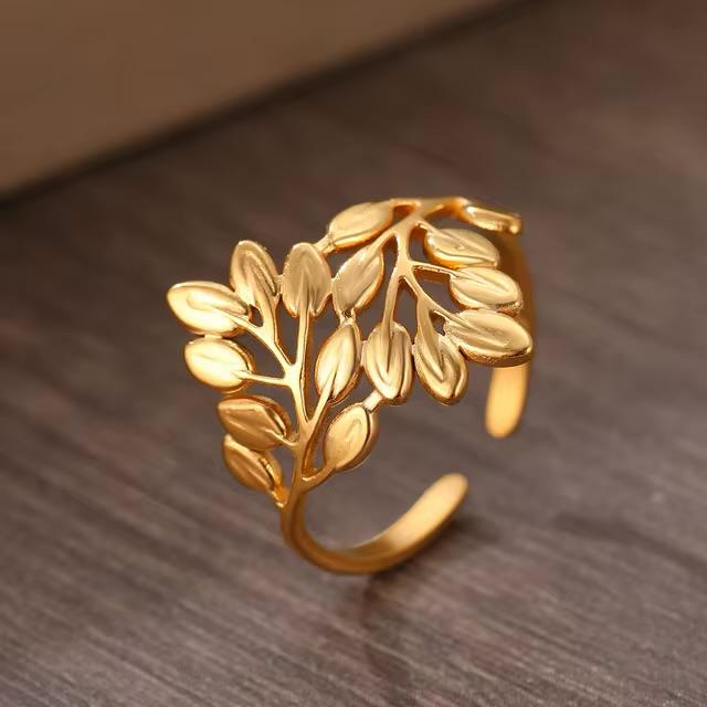 خاتم نسائي ذهبي اوراق جديد SH-024