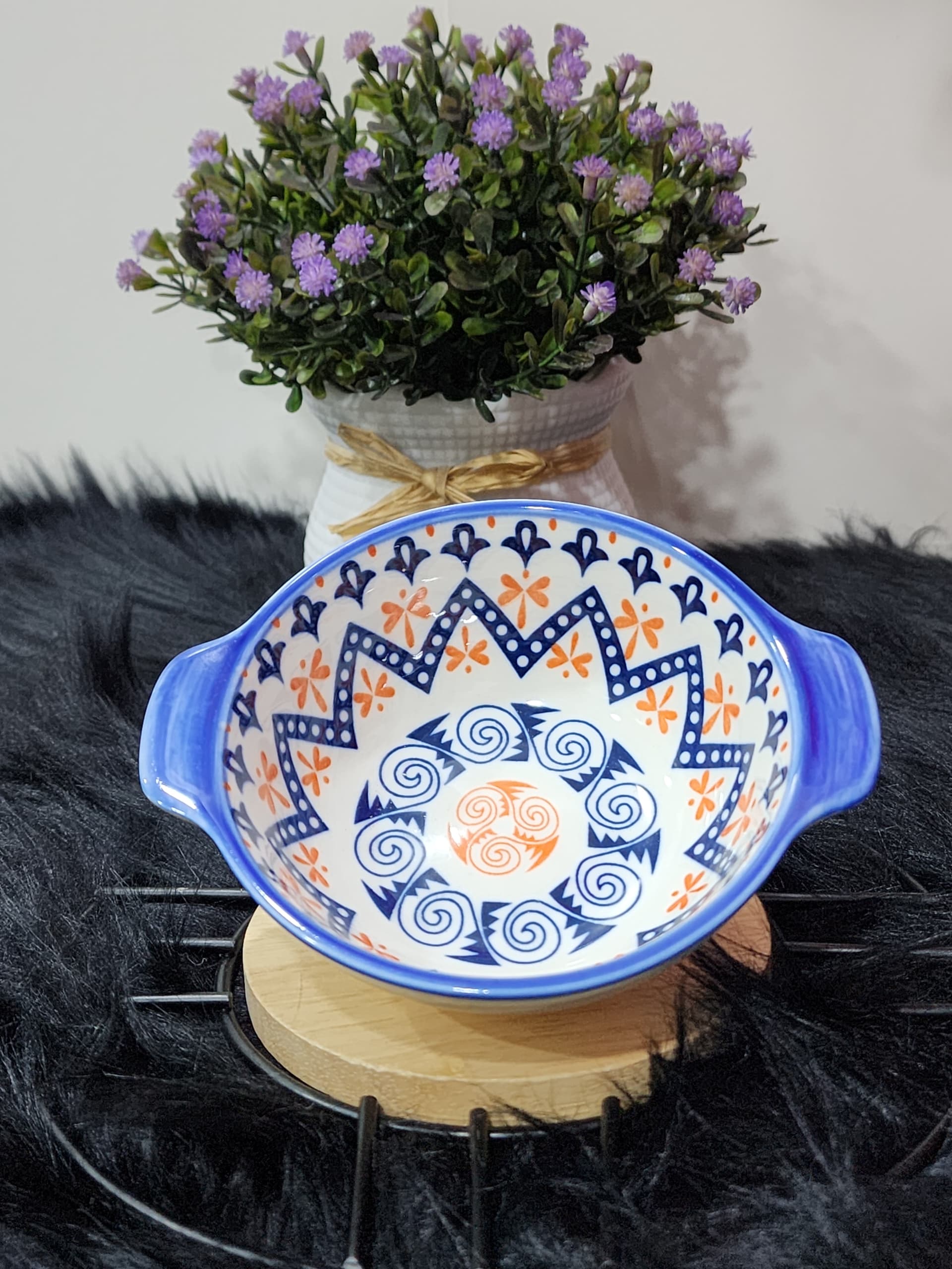 مطايب سيراميك دائري منقوش اشكال منوع