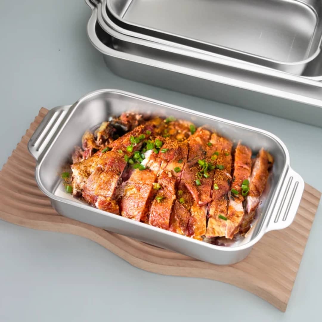 صينية فرن ستيل مستطيل بيدين 5*24*40 سم AFI-794