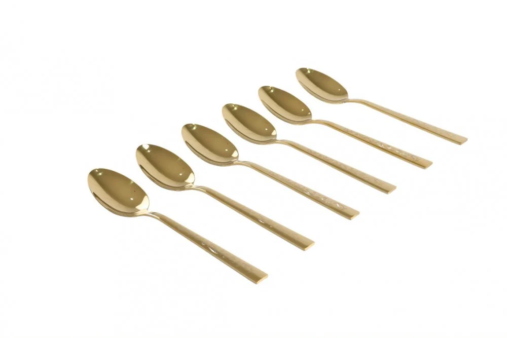 ملاعق اكل ذهبي نقشة ليزر 6 قطع AZ-2110