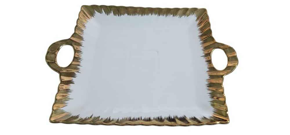 صحن سيراميك مربع مذهب بيدين