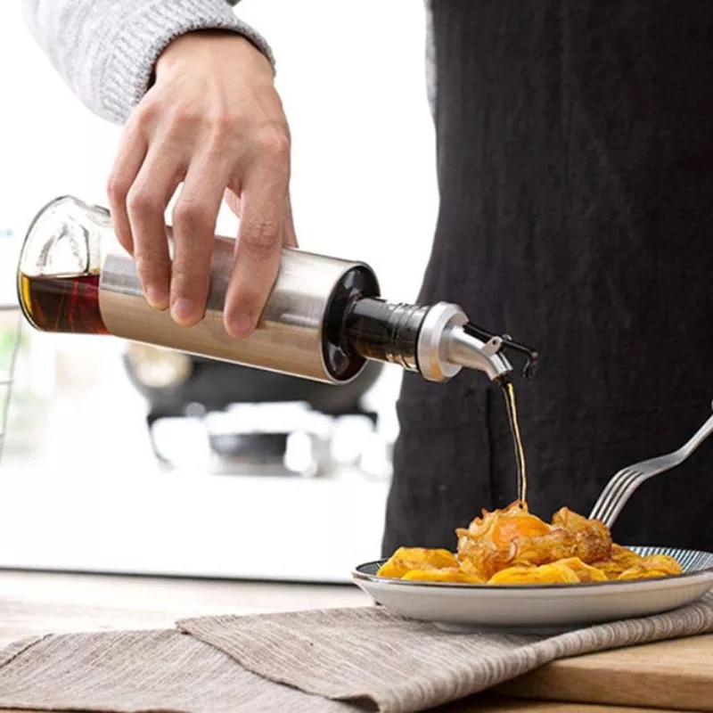 علبة زيت زجاج ملبس ستيل 749+AZ-748