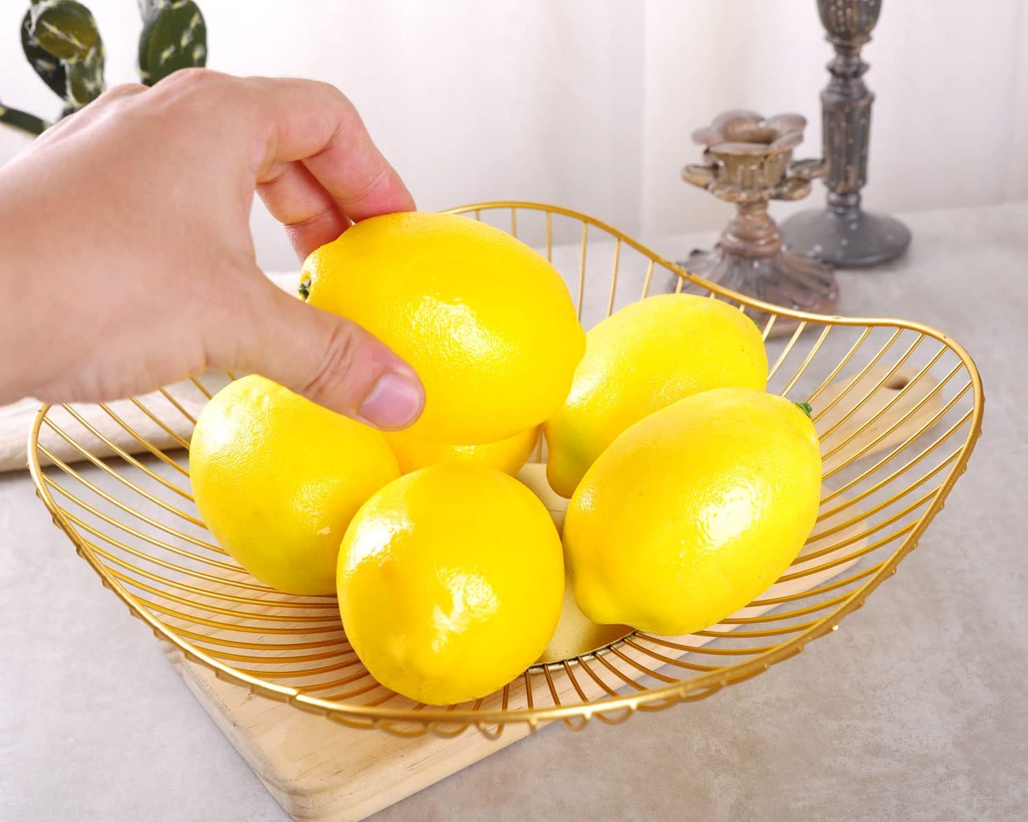 سلة فواكة مربع ستيل ذهبي قاعدة خشب AZ-1569