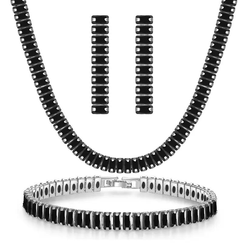 طقم سلس مع مع اسوره واخراص زركون اسود Q-961