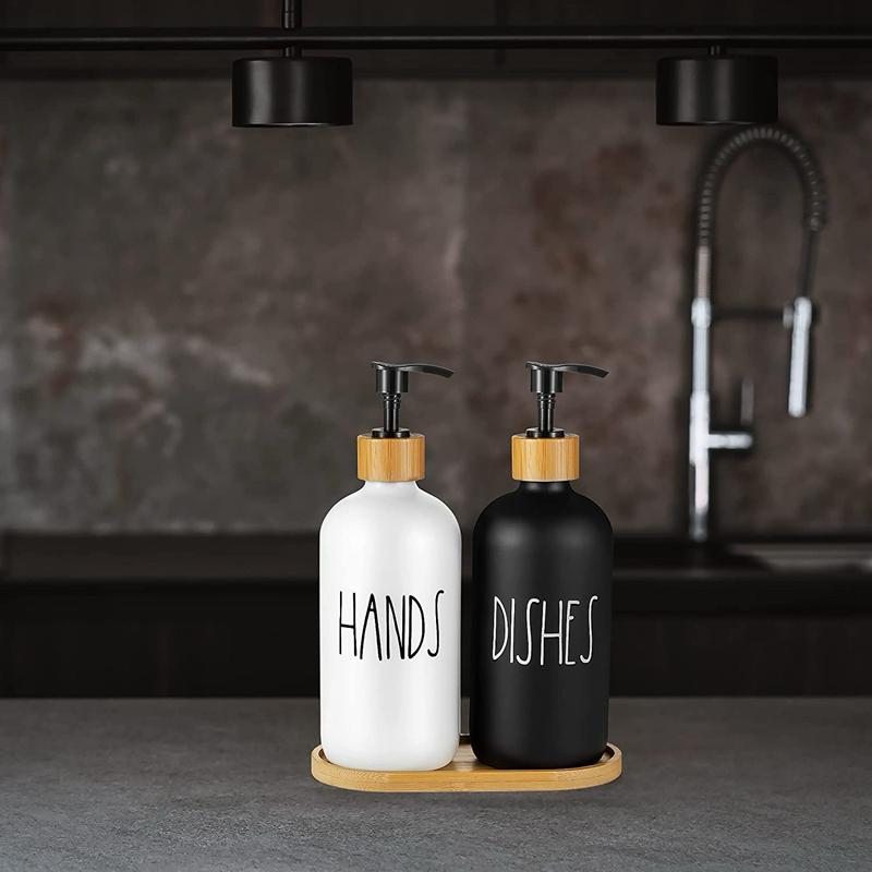 علب صابون سائل سيراميك مع قاعدة خشب ZA-9870