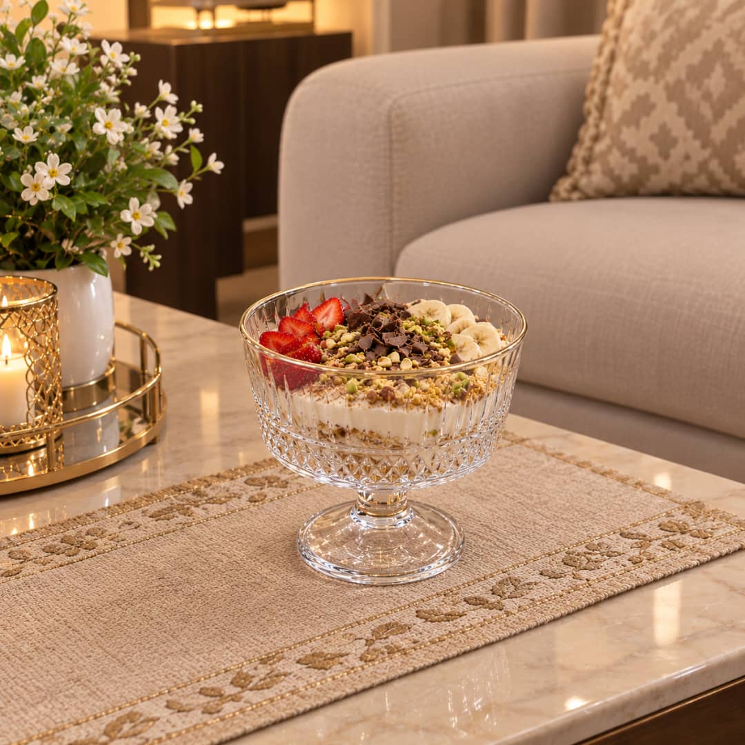 مطيبة حلويات كبير مزخرف جلاس حواف ذهبي AZ-3838A