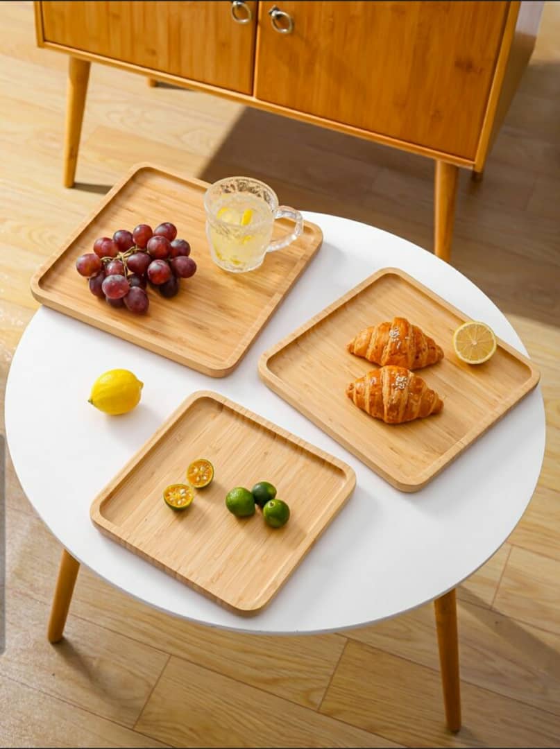 صحن تقديم خشب بامبو مربع bamboo