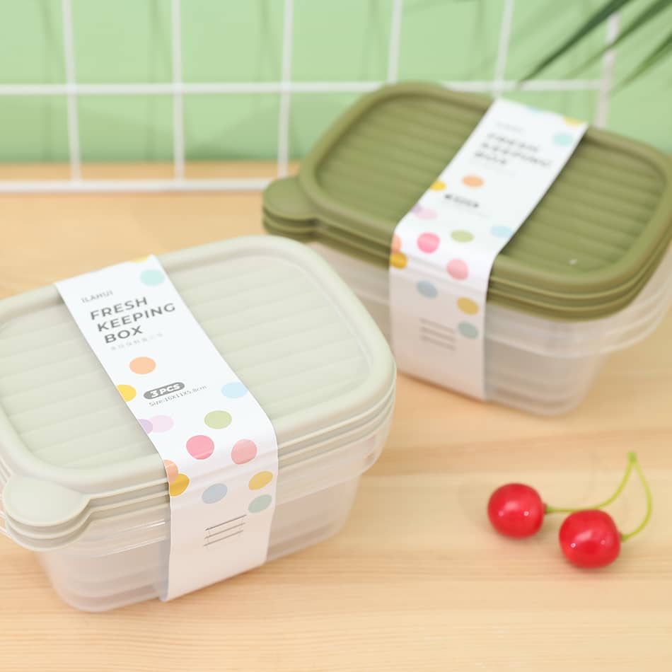 طقم علب حافظة بلاستيك مستطيل شفاف غطاء ملون 4 قطع صغير مقاس 16*12 سم iik-19152 CRISPER