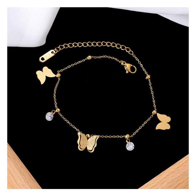 اسورة ستيل ذهبي شكل فراشة لماع بفصوص HMZ-23257