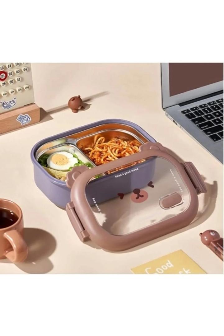 لنش بوكس بلاستيك مقسم مستطيل خانتين جافي