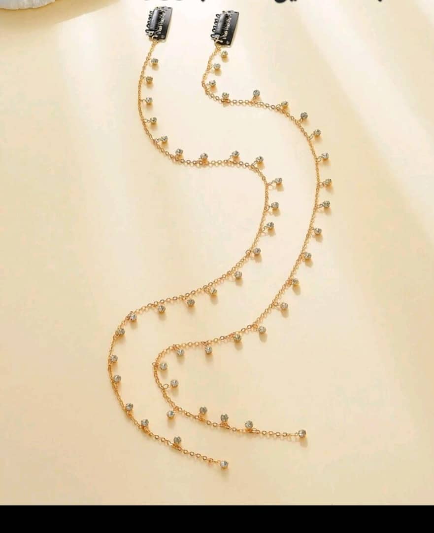 زينة شعر سلسلة ذهبي مع مشبك قطعتين FS316