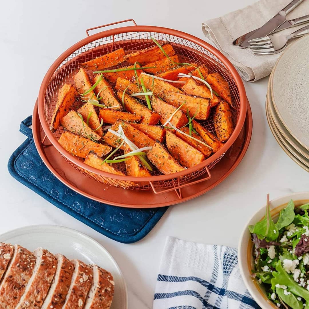 صحن فرن هوائي تيفال مدور مع شبك 33سم AZ-3175