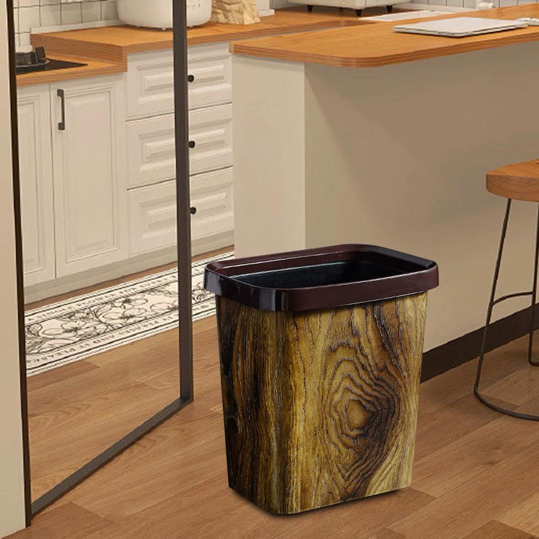 سلة قمامة بلاستيك خشبي بحزام HMK-702