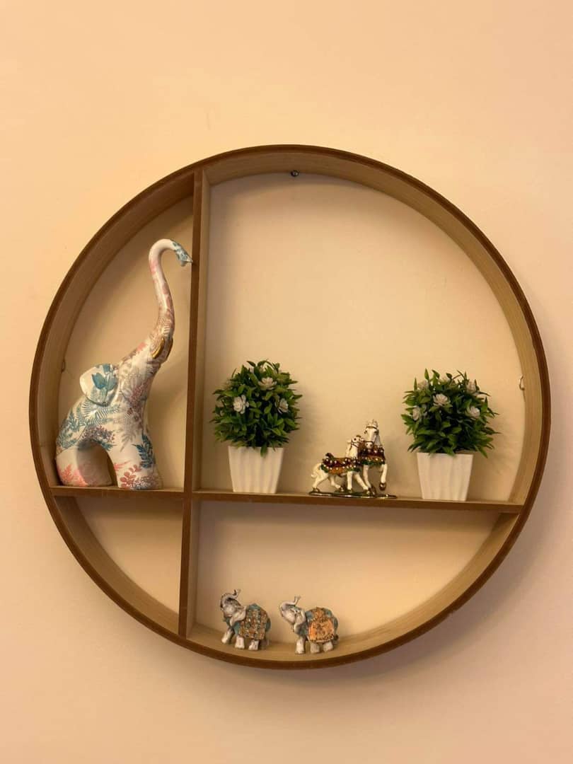 رف جدار خشبي كبير مدور 4 خانات 60 سم AZ-2505