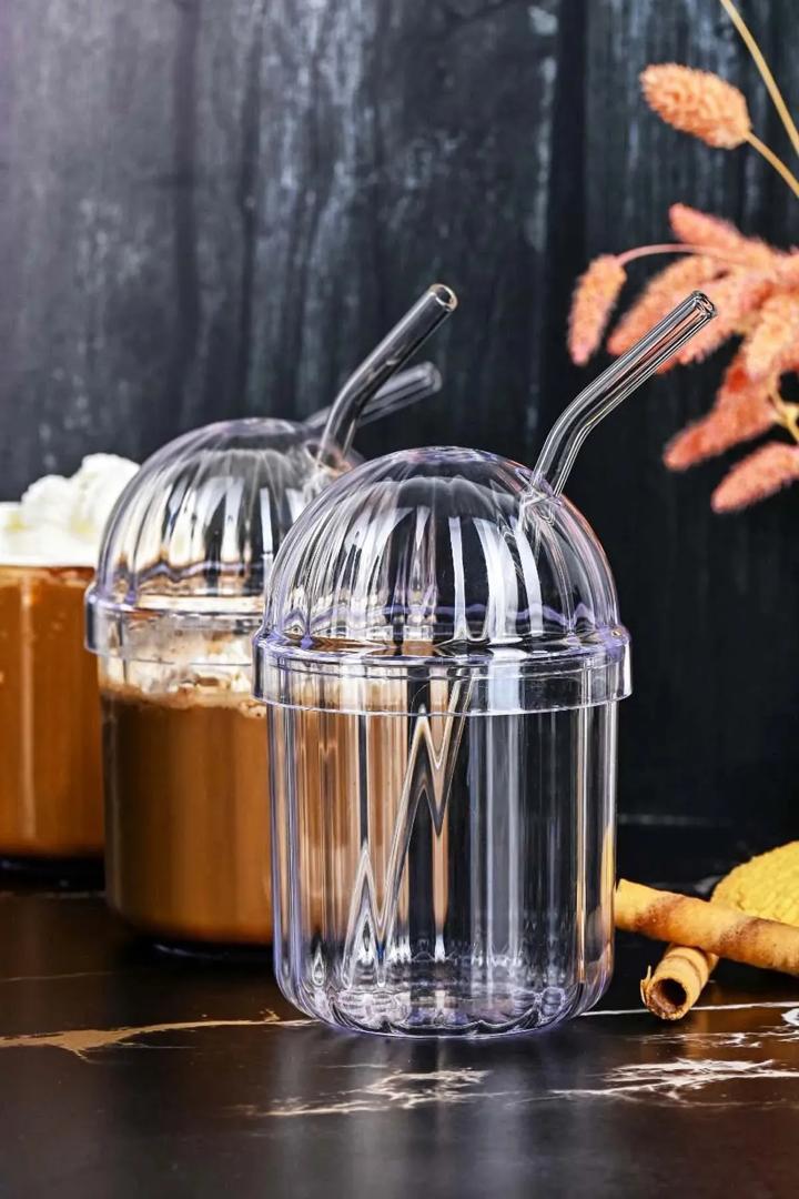 كوب عصير اكراليك مع الغطاء شكل قبة HMG-028