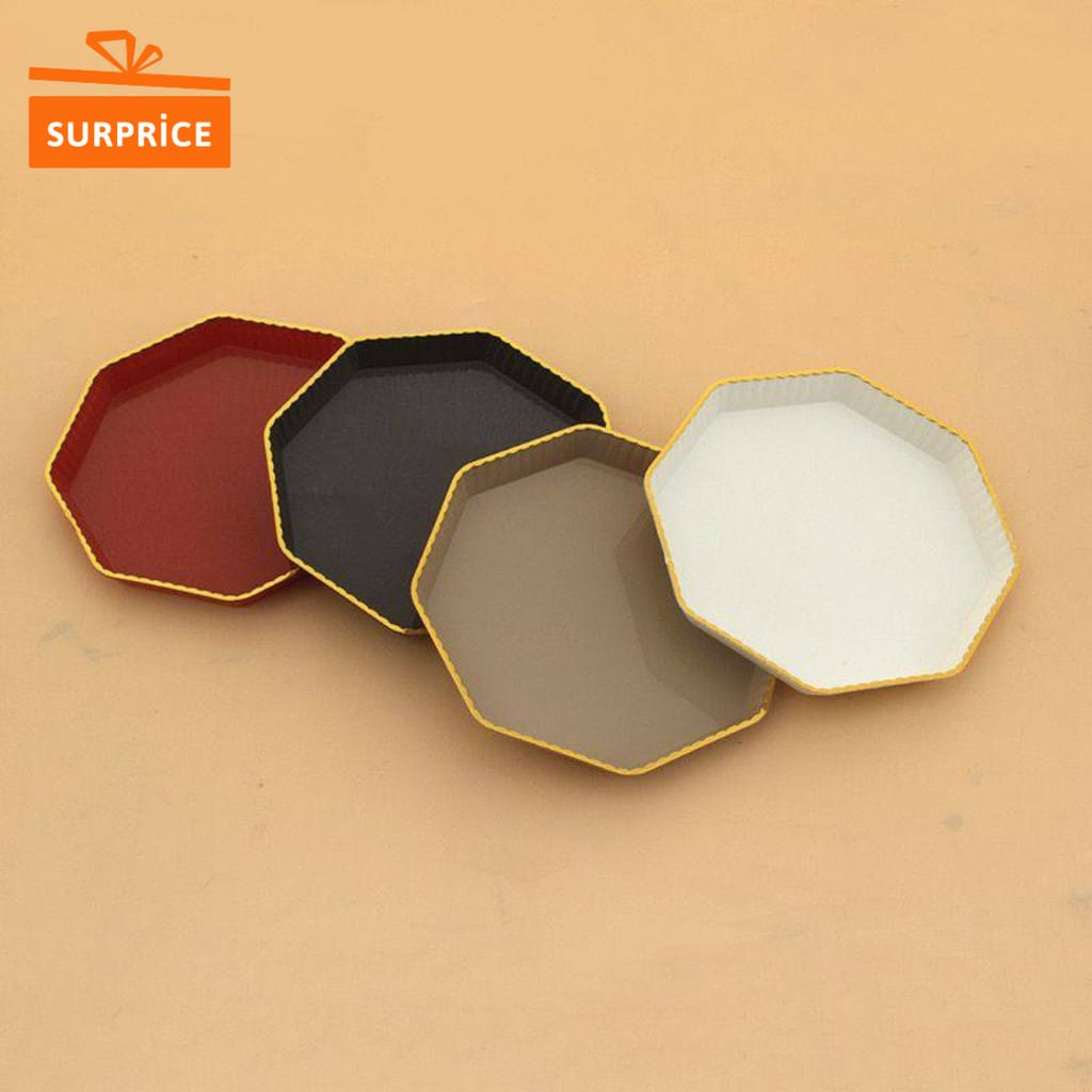 صحن تقديم بلاستيك سداسي بحواف ذهبي NGT-27607