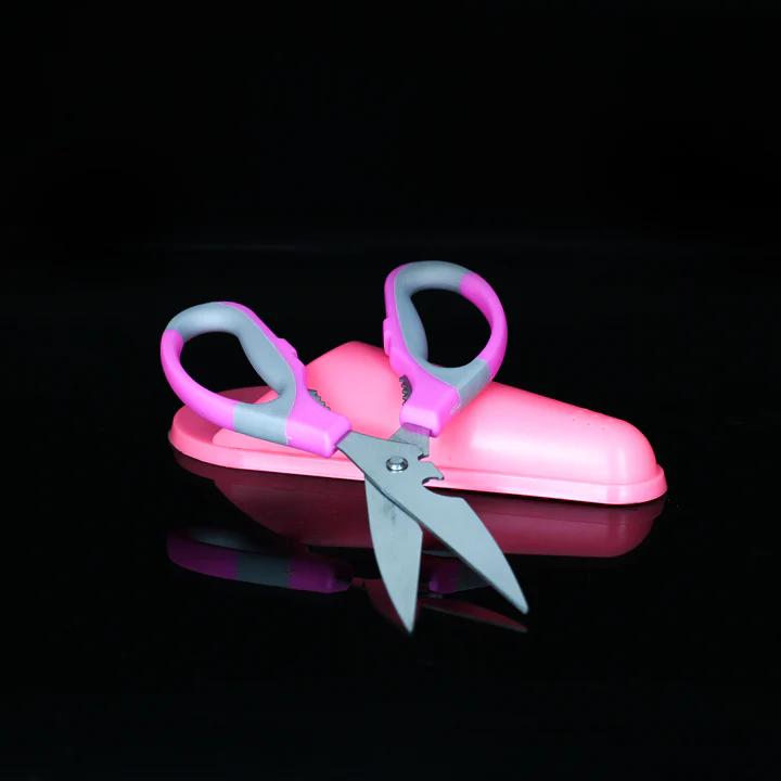 مقص خضار ستيل مسكة بلاستيك مع الحافظة HMK-1119