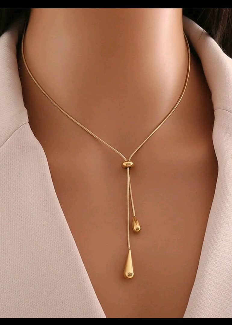 سلس صدر ستيل ذهبي شكل قطرة ماء SH-2664-821