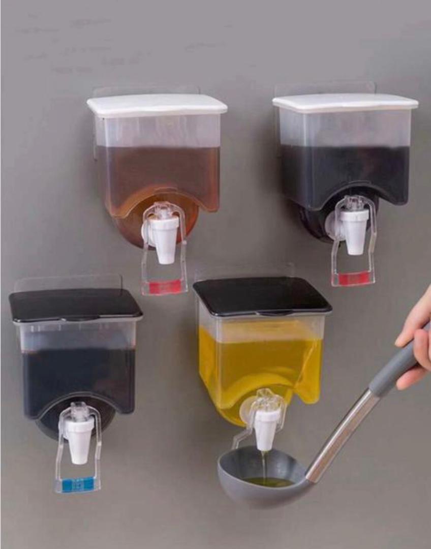 علبة زيت بلاستيك شفاف مع لاصق جدار- صنبور AZ-717