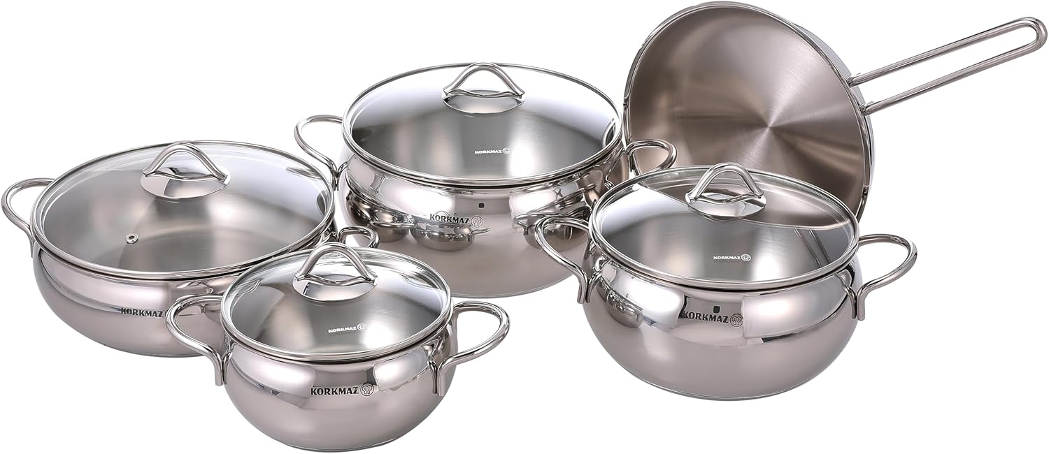 طقم قدور ستيل برمه 9 قطع KARKMOS ALFA A1800 YAB-295