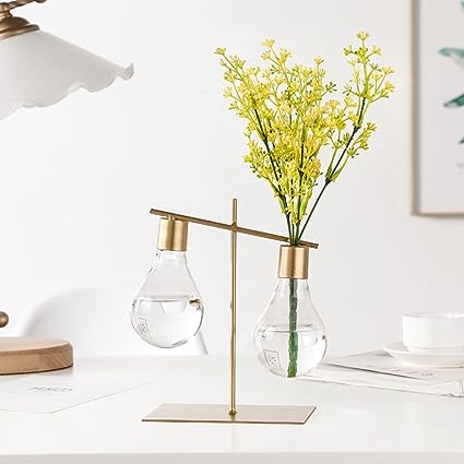 مزهرية شكل مصابيح زجاج قاعدة ذهبي AZ-1509