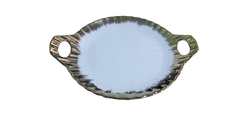 صحن سيراميك مدور مذهب بيدين