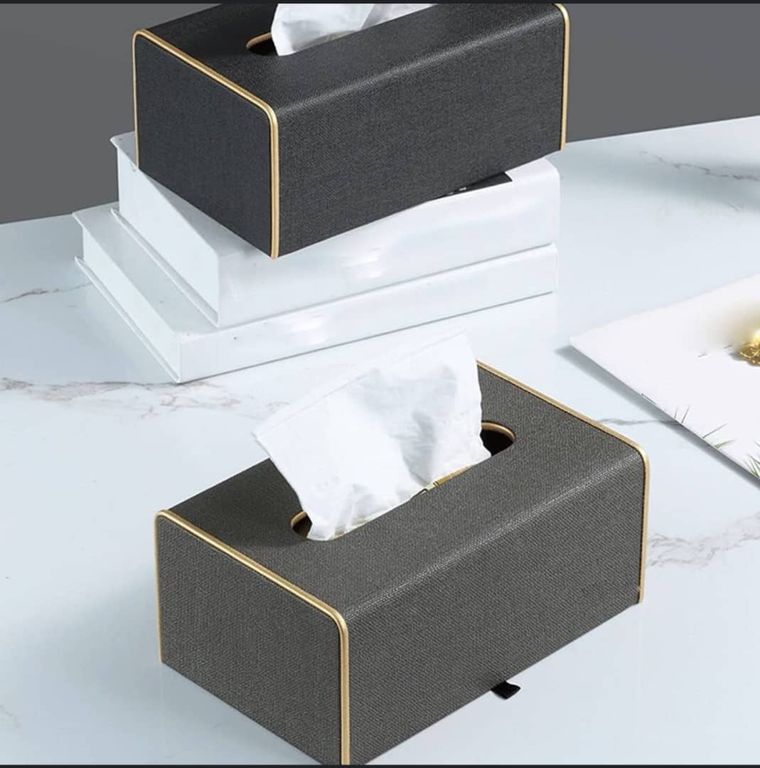 علبة مناديل ملبس ملون بخط ذهبي  AFI-343