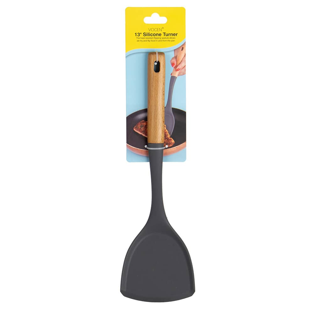 ملعقة تقليب سيليكون بيد خشب VOCEN-100315