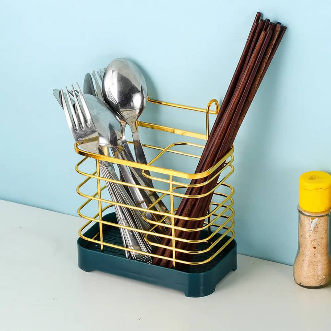 سلة ملاعق ذهبي مستطيل خانتين NGT-26509-1 FLZ-K018