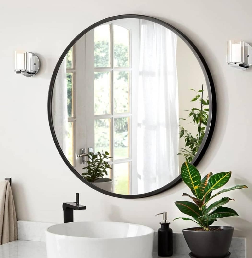 مراية مدور تعليقة اسود 40 سم AZ-3477