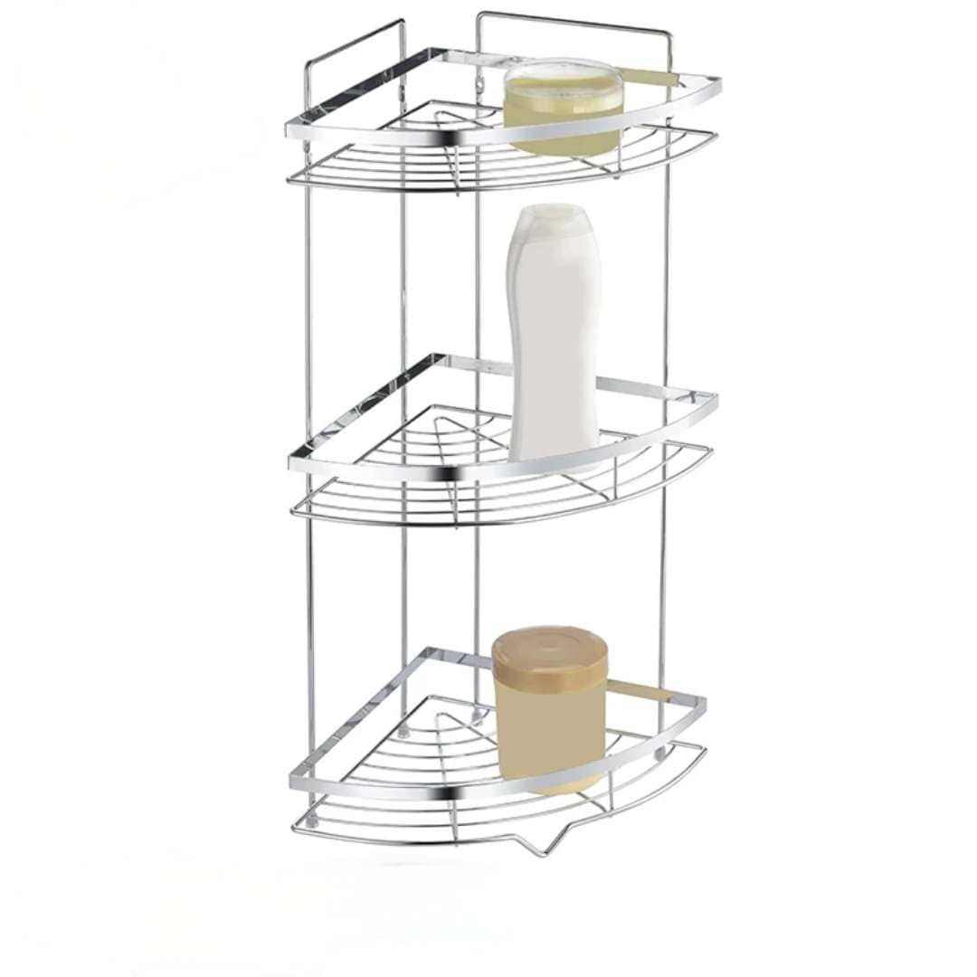 ستاند شامبو وصابون فضي زاوية 3 ادوار AZ-2864