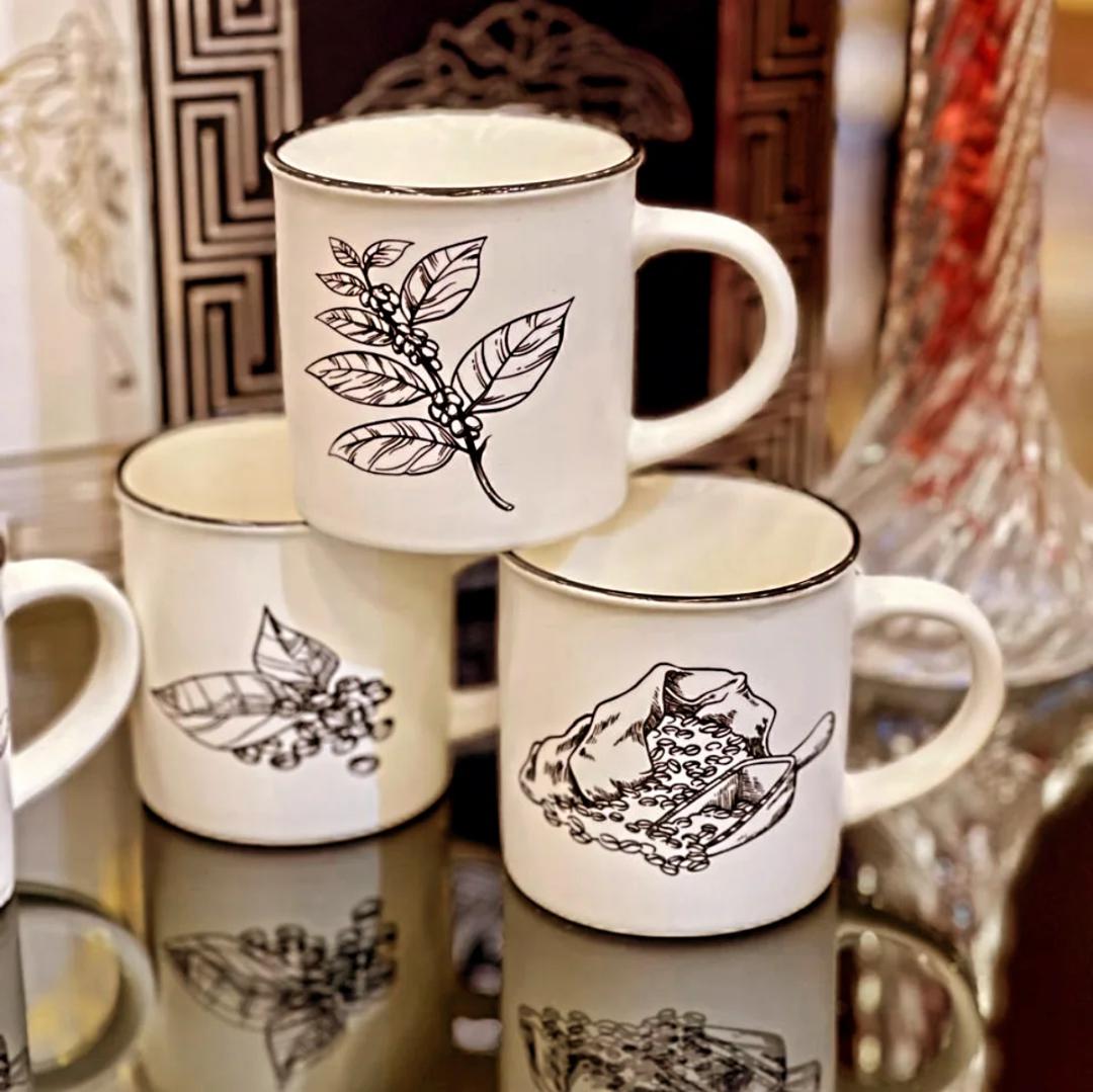 كوب قهوة سيراميك وسط طويل رسومات AZ-2035