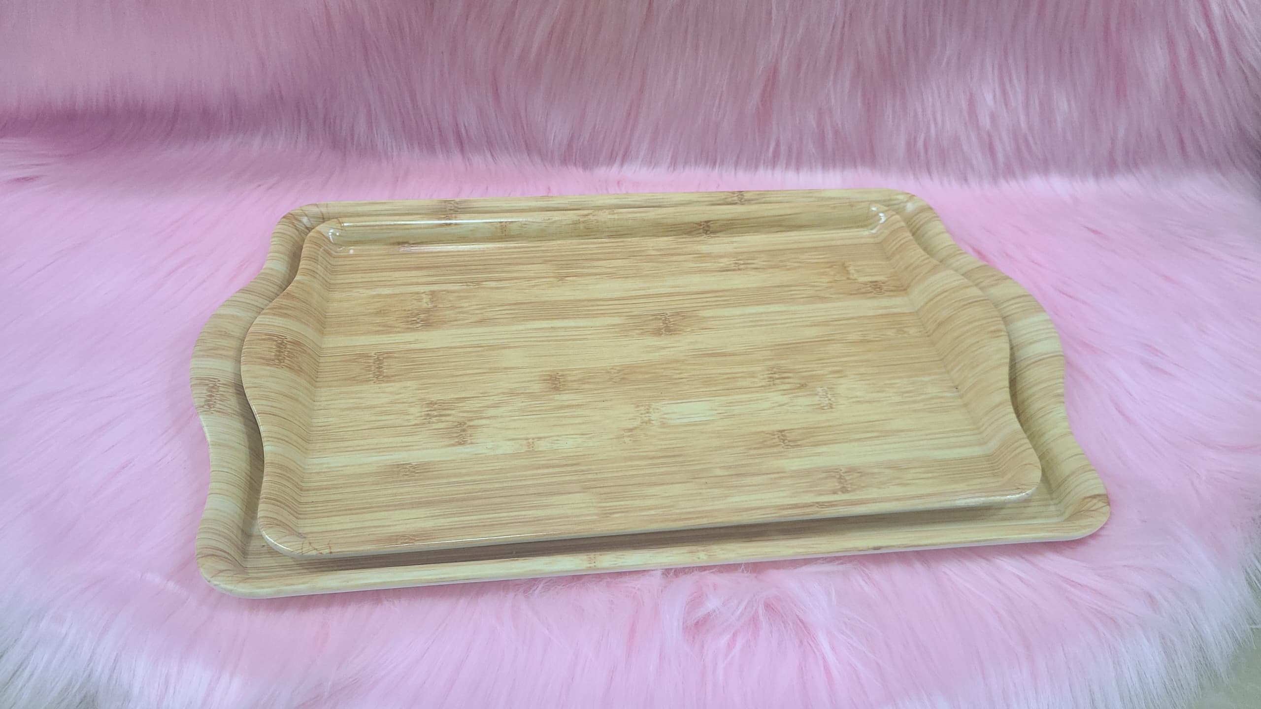 صحن تقديم ميلامين خشبي مستطيل