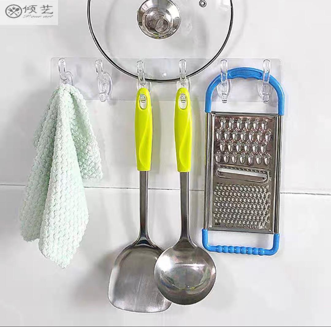 تعليقة ملابس ومطابخ شفاف لاصق 6 هوك AZ-2781