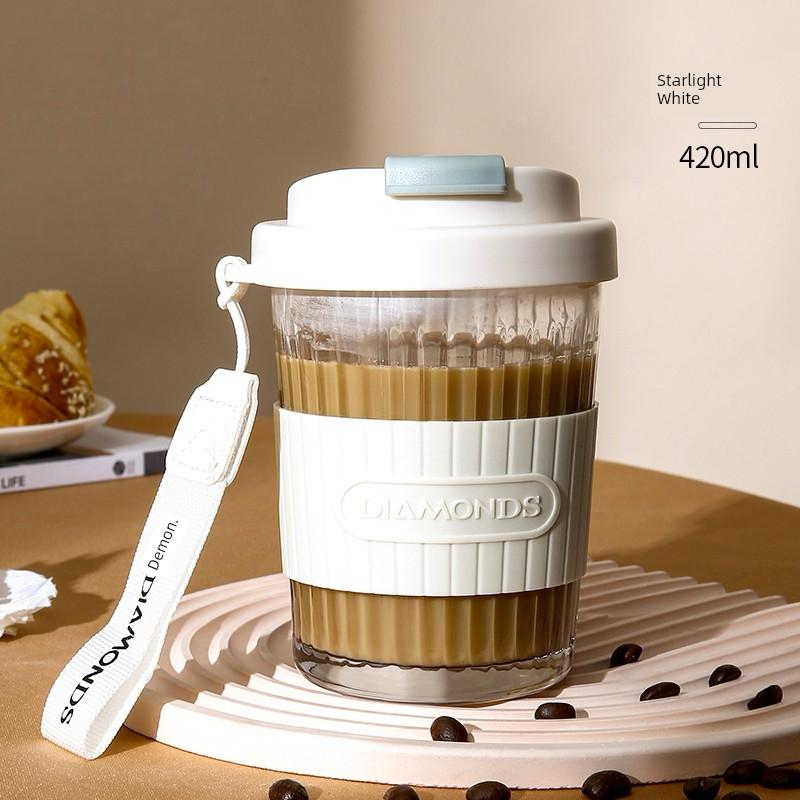 كوب عصائر ومشروبات زجاج بمسكة سيليكون HMS-3822