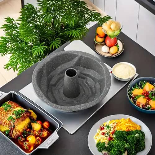 صحن كيك جرانيت رصاصي شكل كرة  AFI-239