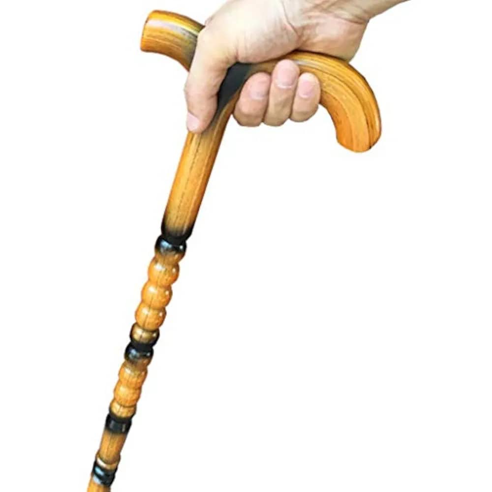 عكاز خشبي مع راس متحرك