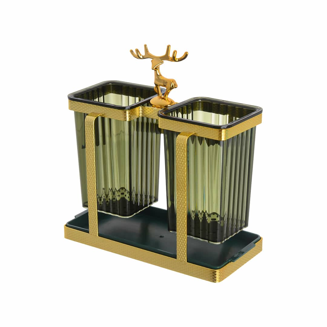 طقم سلة ملاعق اكرليك مربع راقي بقاعدة AGH116