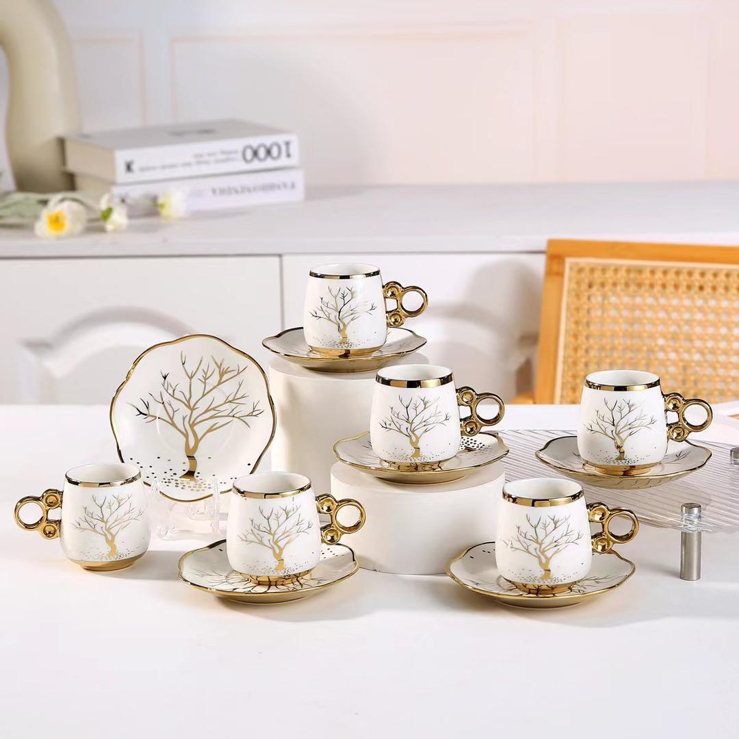 طقم اكواب قهوة سيراميك مع السياسر 12 قطعة صغير AZ-2236