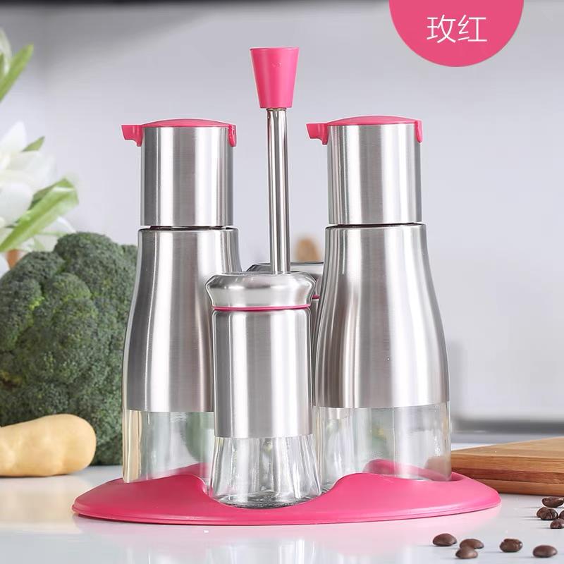 طقم علب زيت وملاحات 4 قطع+ ستاند