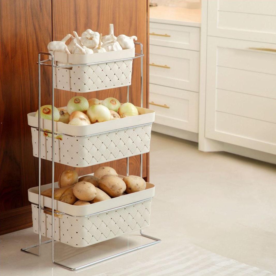 سلة خضار بلاستيك 3 دور مع الاستاند يزدكل RA-56430