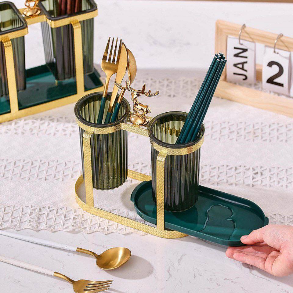 طقم سلة ملاعق اكرليك مدور راقي بقاعدة AGH115