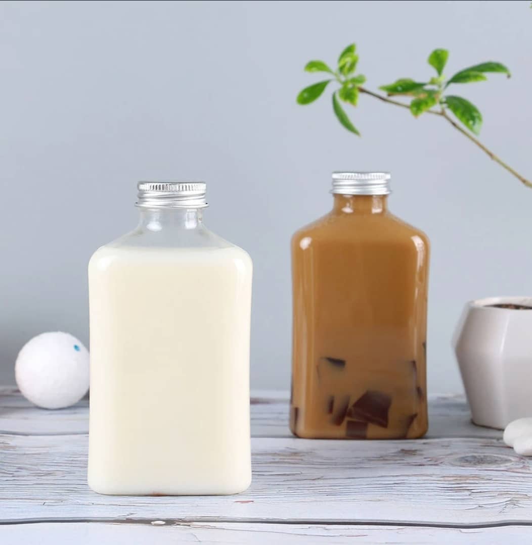 طقم علب عصير اكرليك شكل مستطيل بغطاء 5 قطع  250 مل ALFAHA A-140