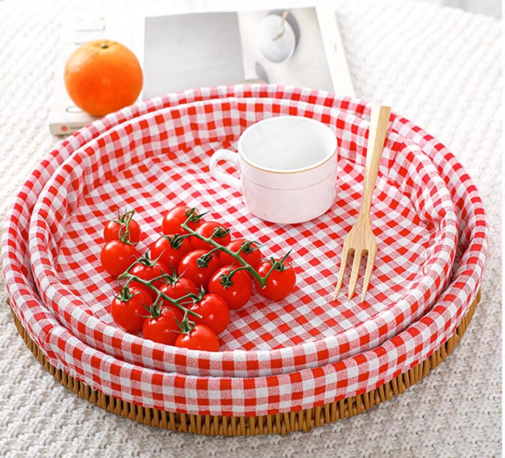 سلة تقديم خزفي تلبيسة كاروهات مدور