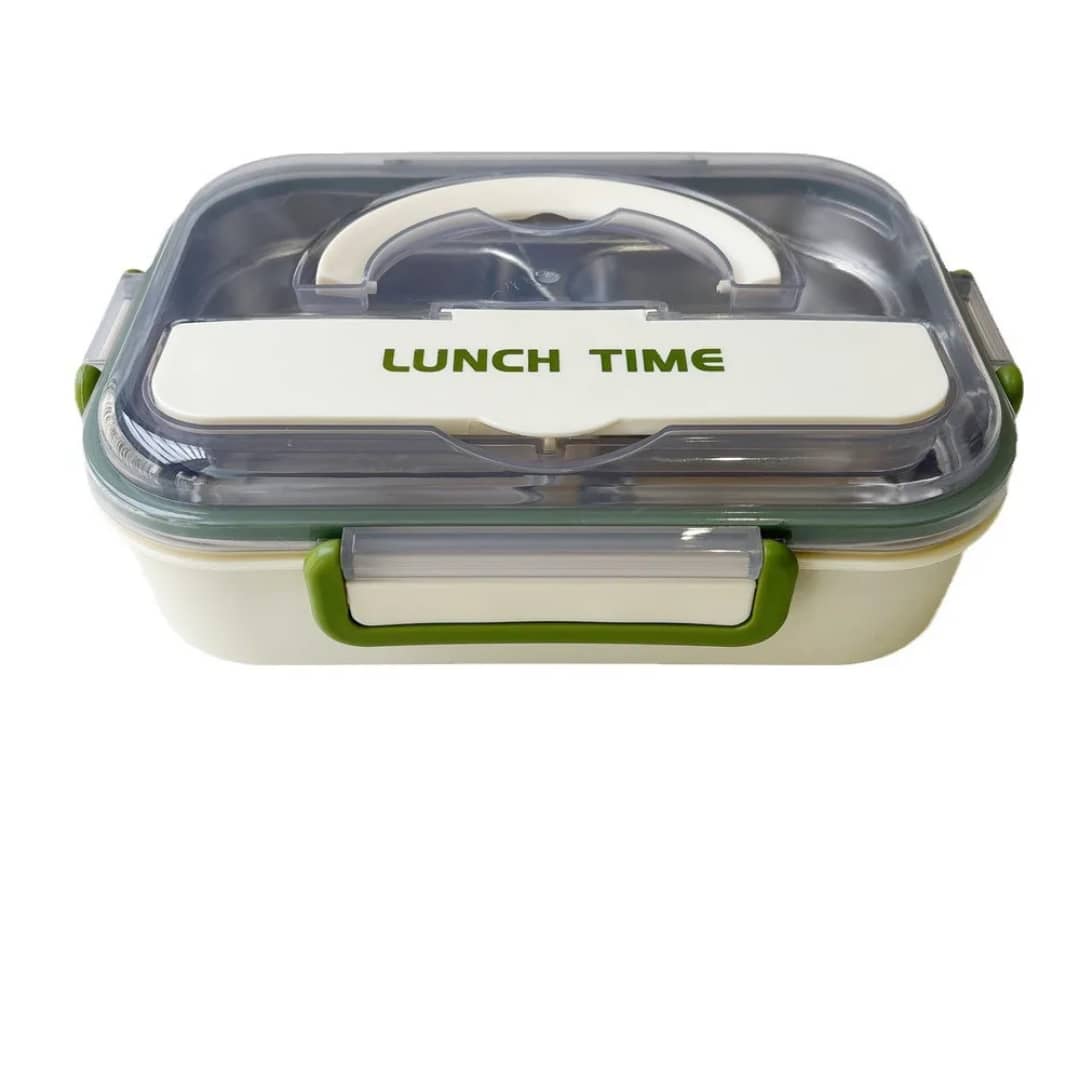 لنش بوكس مدراس ستيل 3 خانات ملبس بلاستيك بغطاء شفاف ابو قفل و ملعقة iik22622 8915