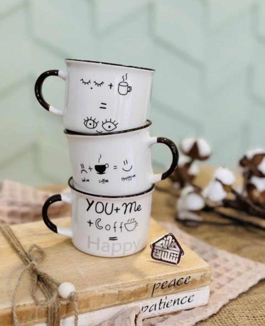 كوب قهوة سيراميك وسط قصير عبارات AZ-2034