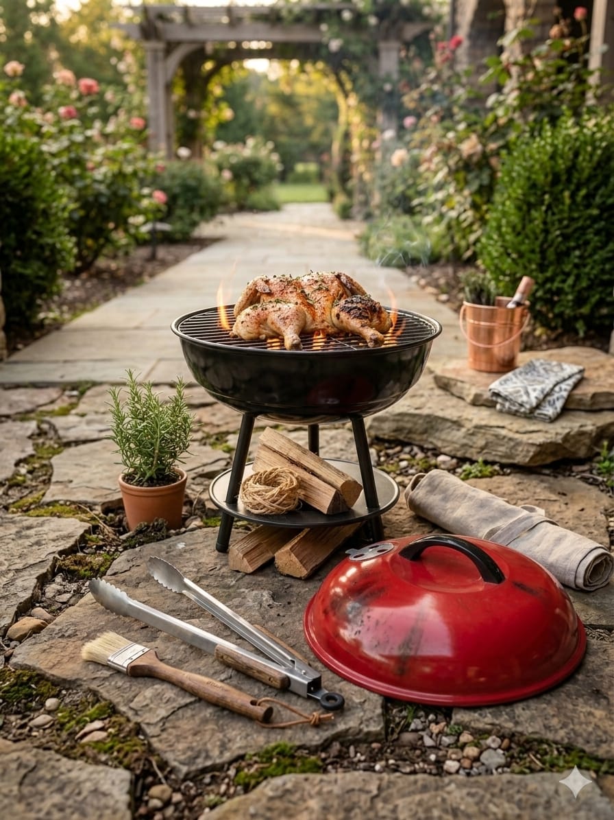 شواية فحم مدور غطاء احمر AZ-2496