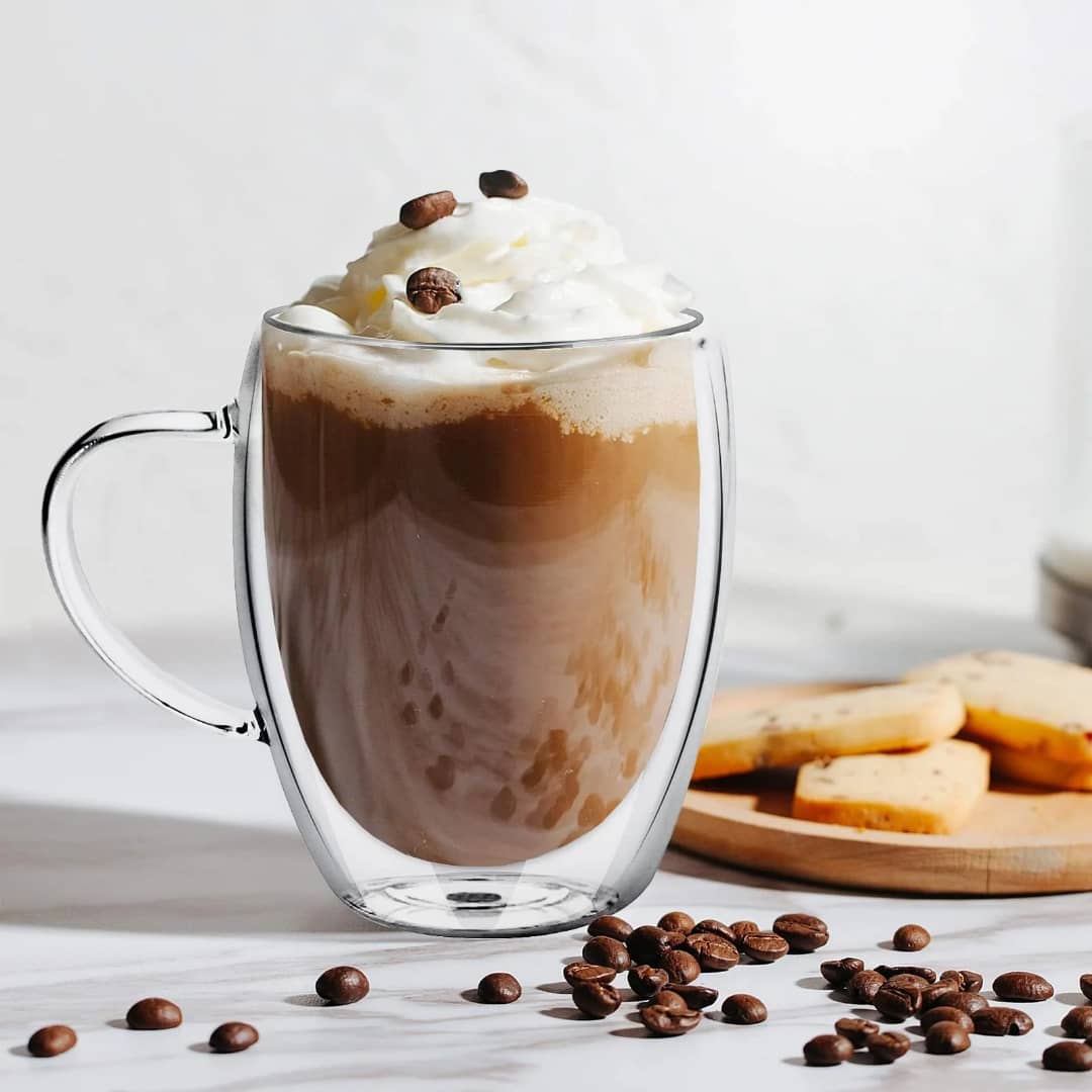 كوب مشروبات زجاج دبل مدور بيد YAB-41