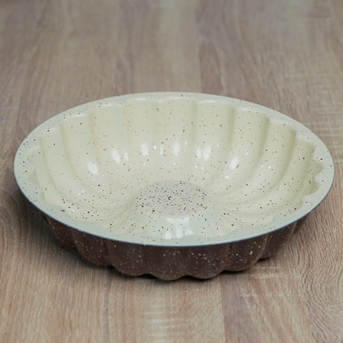 صحن كيك جرانيت اخضر مدور مقلم جوانب منفوخ