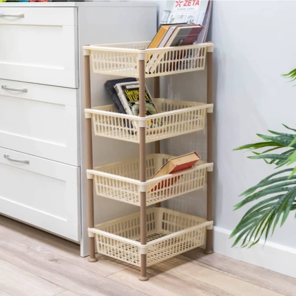 سلة خضار بلاستيك ملون مستطيل 4 دور follow me 515802